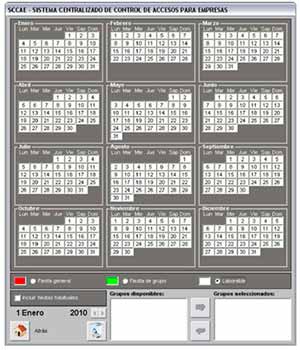 sistema centralizado de control de acceso para empresas. Calendario